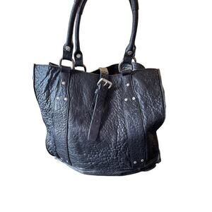 WILL leather goods leather black tote bag